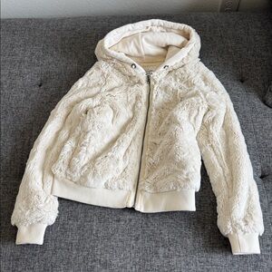 Abercrombie & Fitch Off-White Faux Fur Jacket
